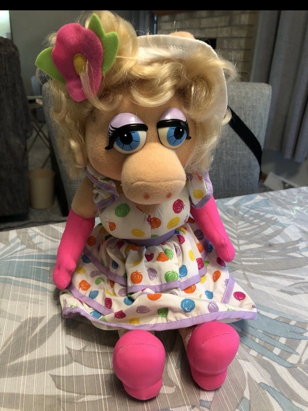 Muppets Miss Piggy Doll With Polka Dot Dress - 15” Tall, Vtg 1993